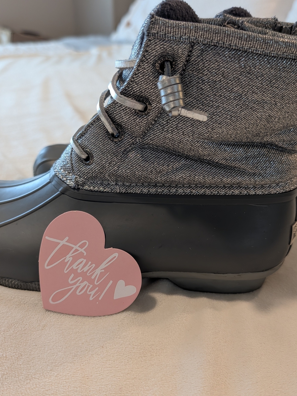 Sperry Charcoal Lace-Up Winter Rain Boots